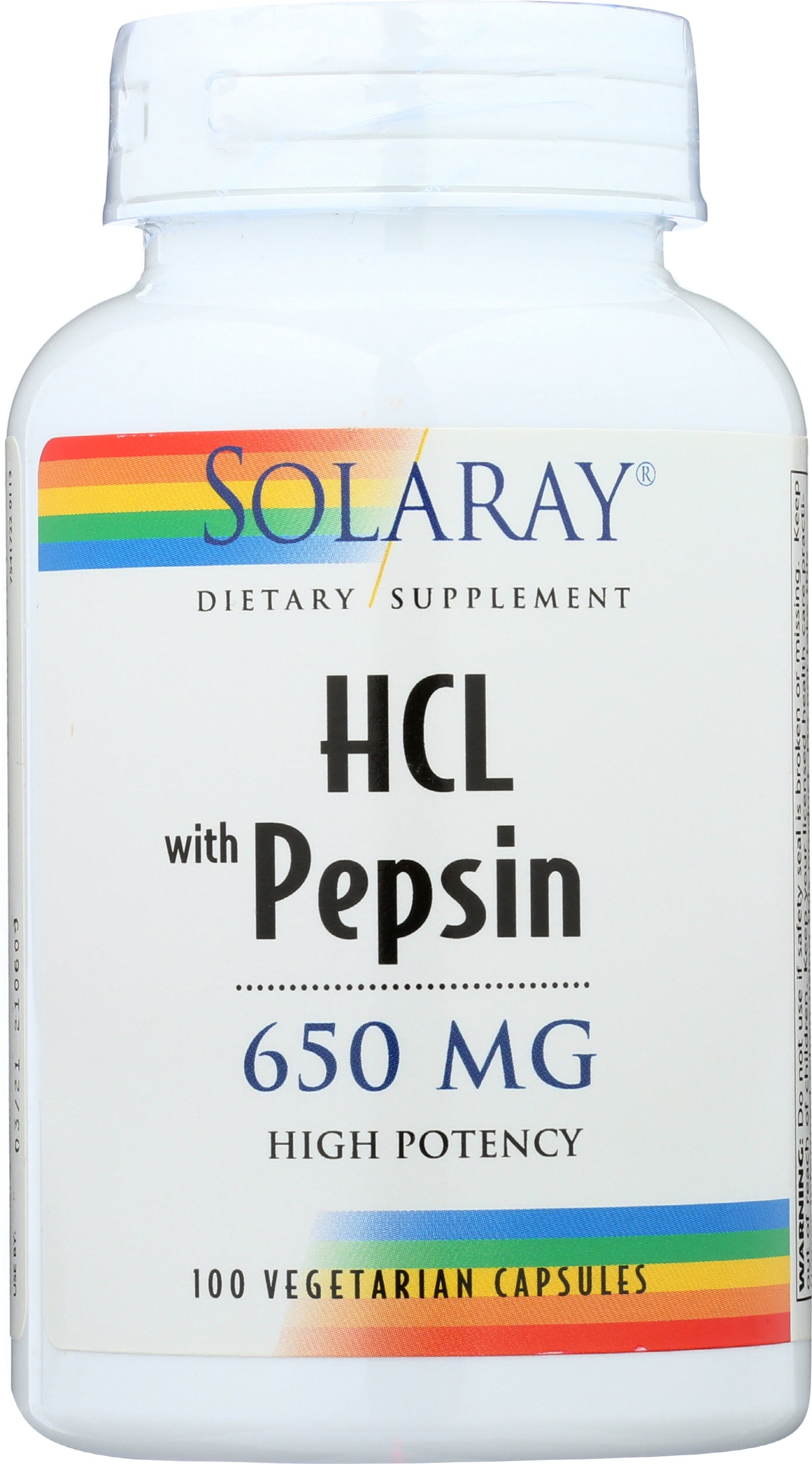 Solaray Betaine HCI 650mg with Pepsin 100 Vegcaps Front