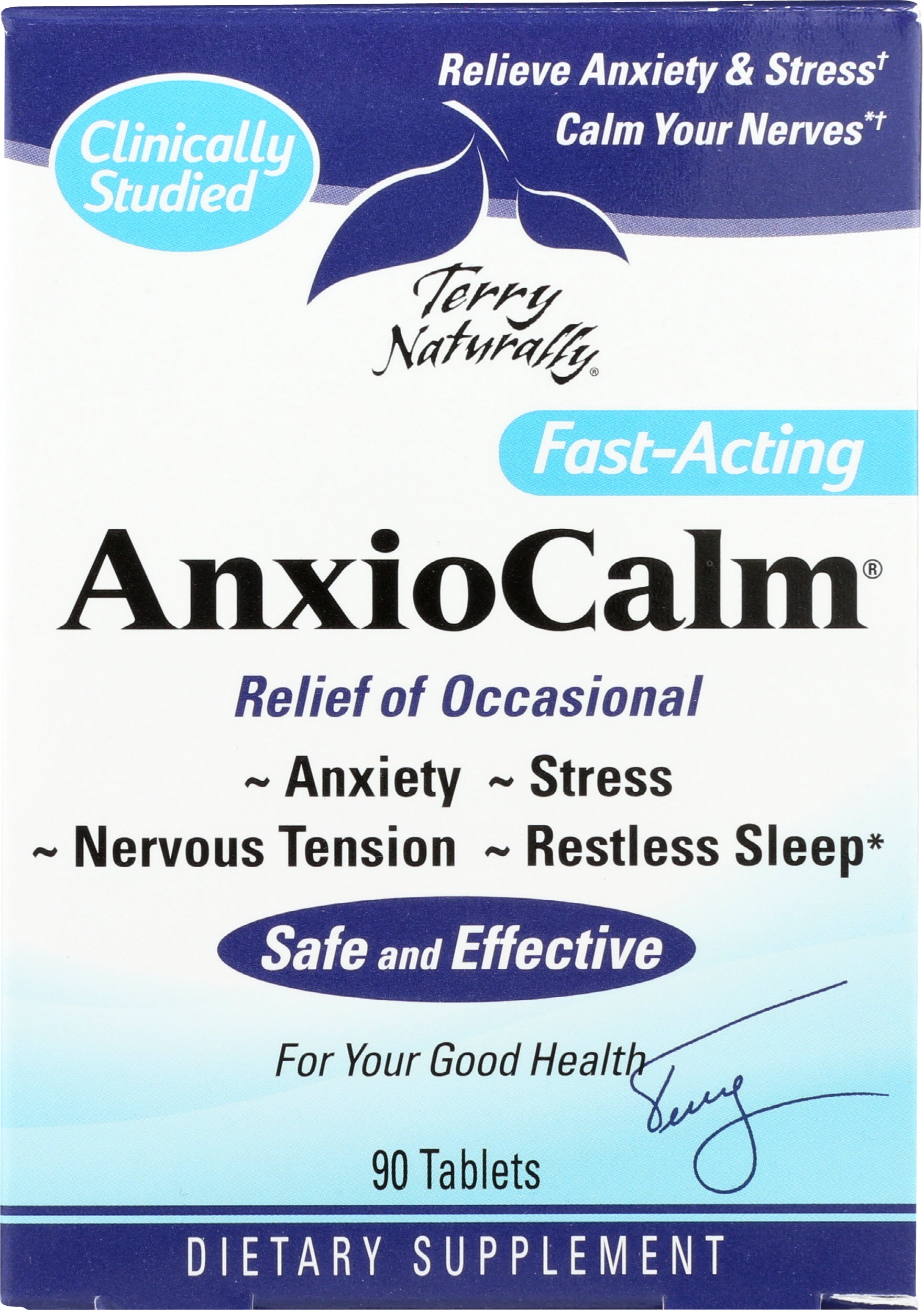 Terry Naturally AnxioCalm 90 Tablets Front of Box
