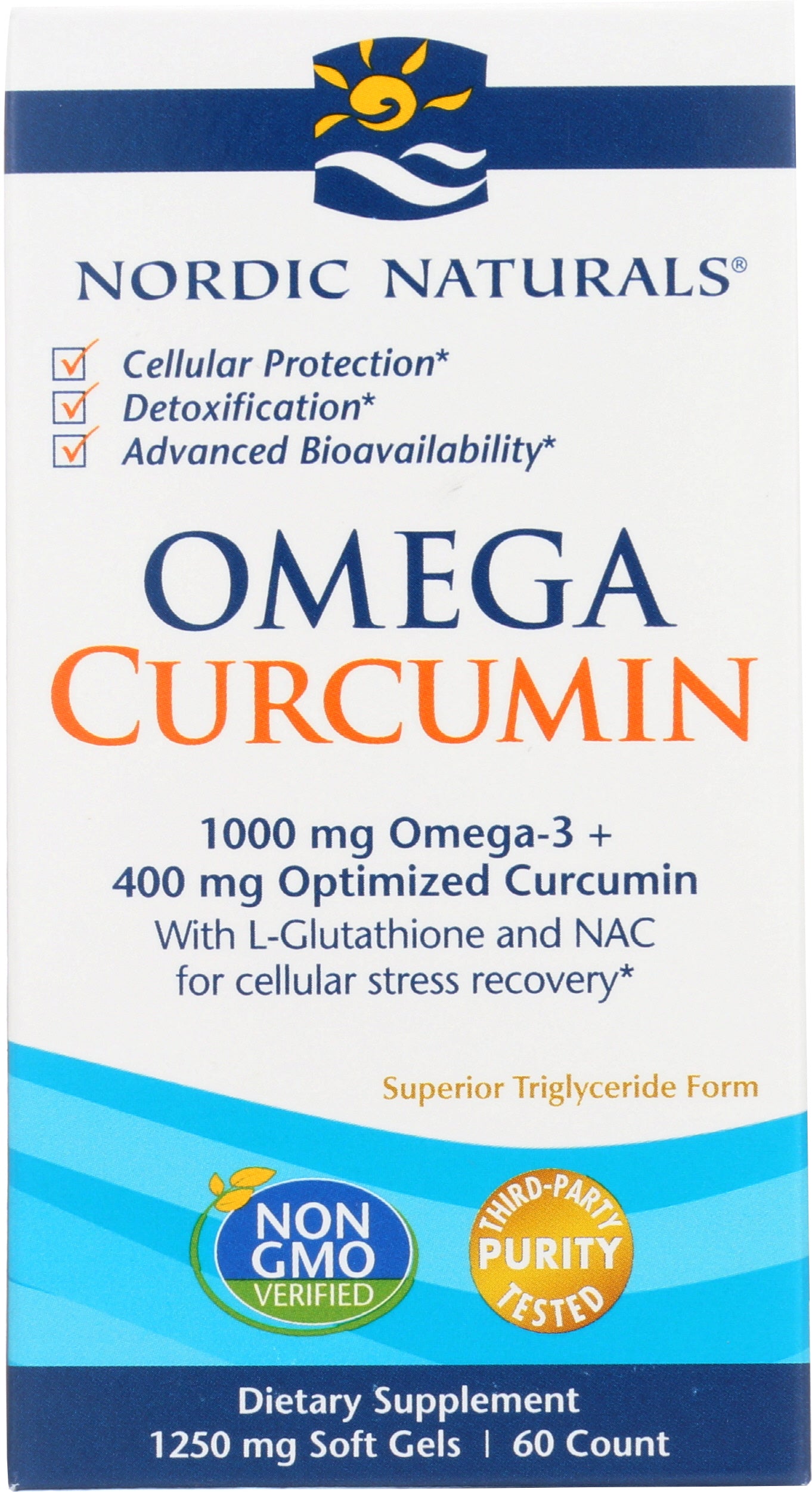 Nordic Naturals Omega Curcumin 60 Soft Gels Front of Box