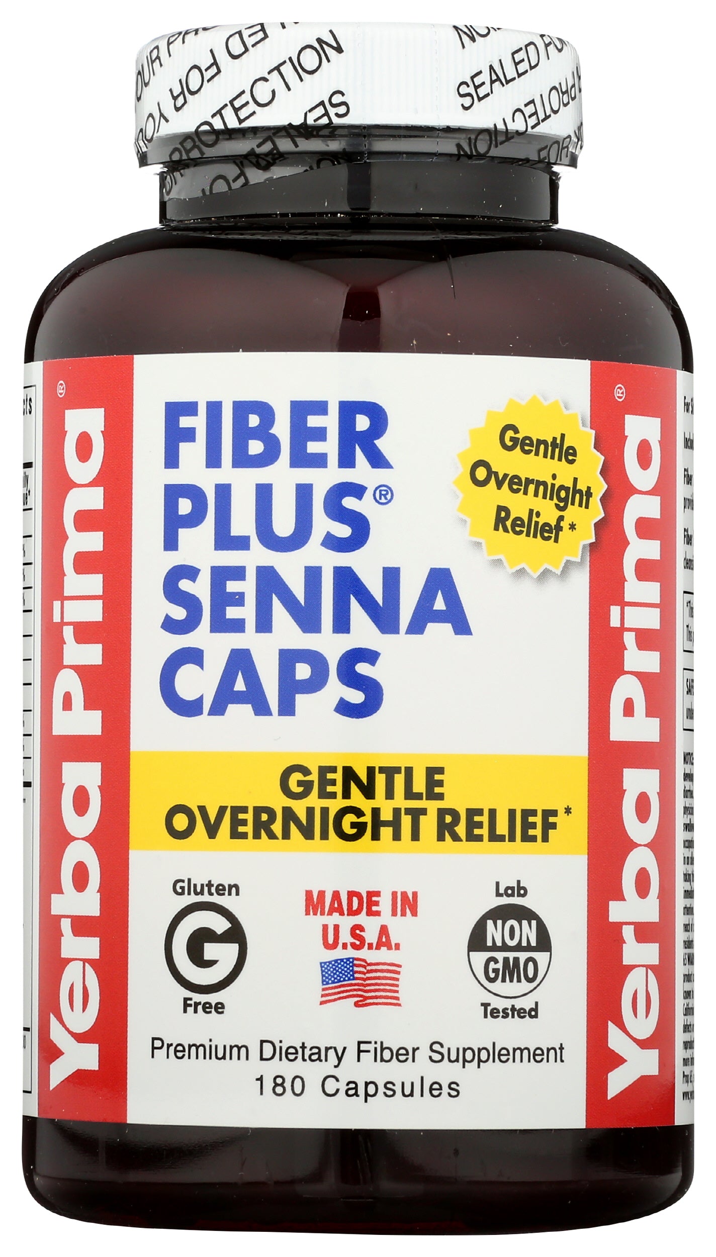 Yerba Prima Fiber Plus Senna 180 Capsules Front