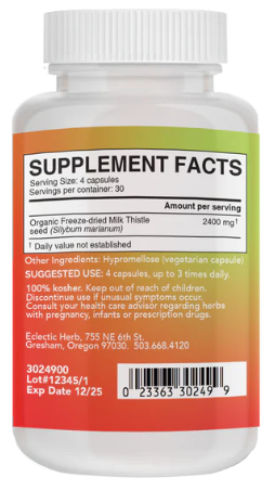 Eclectic Herb Freeze Dried Milk Thistle 600 mg 120 Veg Caps