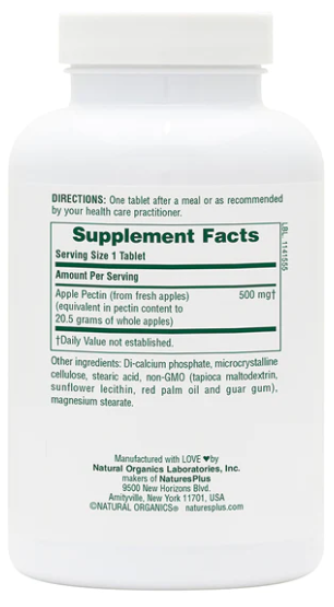 NaturesPlus Apple Pectin 500mg 180 Tablets