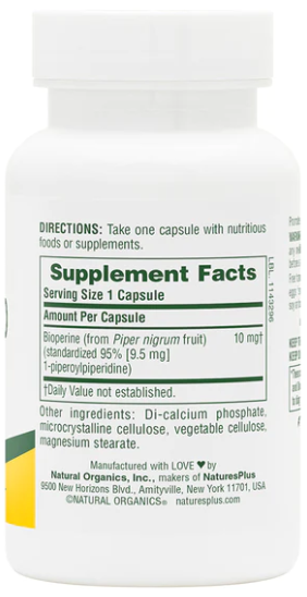 NaturesPlus Bioperine 10 90 Capsules