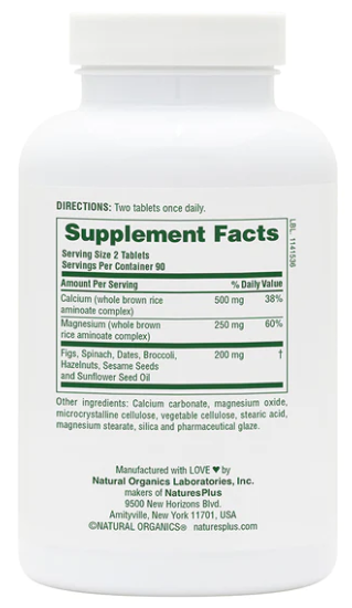 NaturesPlus Cal/Mag with Whole Foods 180 Tablets