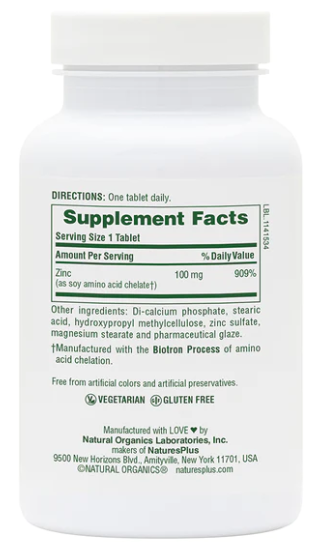 NaturesPlus Mega Zinc 100mg 90 Tablets