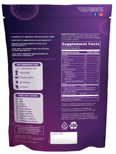 MRM Nutrition Whole Food Organic Fiber with Enzymes & Prebiotics 256 g