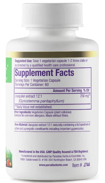 Paradise Jiaogulan 60 Vegetarian Capsules