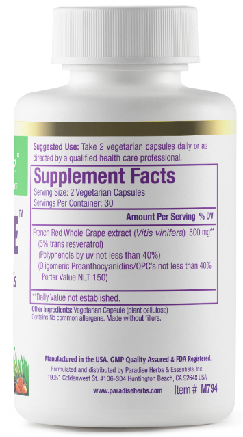 Paradise Resvera-Grape 60 Vegetarian Capsules