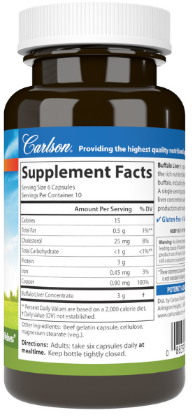 Carlson Buffalo Liver with Iron & Copper 60 Capsules