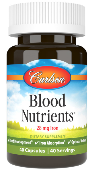 Carlson Blood Nutrients 28mg Iron 40 Capsules