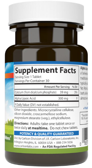Carlson Alpha Lipoic Acid 300mg 30 Tablets