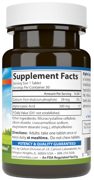Carlson Alpha Lipoic Acid 300mg 90 Tablets