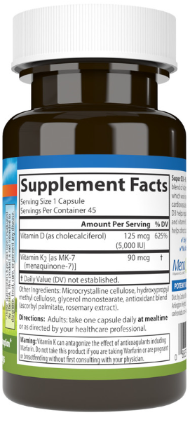 Carlson Super D3+K2 45 Vegetarian Capsules
