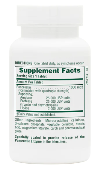 NaturesPlus Pancreatin 1000mg 60 Tablets