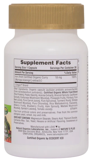NaturesPlus Source of Life Garden Iron 30 Vegan Capsules