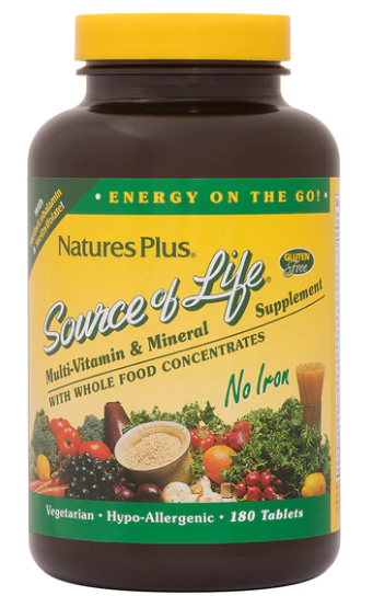 NaturesPlus Source of Life Multivitamin No Iron 180 Tablets