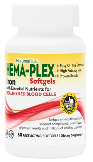 NaturesPlus Hema-Plex Iron 60 Fast-Acting Softgels