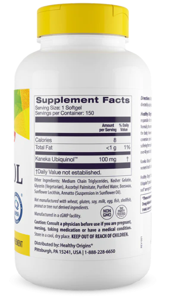 Healthy Origins Ubiquinol 100 mg 150 Soft Gels