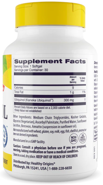 Healthy Origins Ubiquinol 300 mg 30 Soft Gels