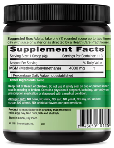 Emerald Labs MSM Powder 4000 mg 1 lb