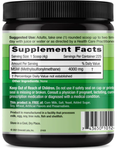 Emerald Labs MSM Powder 4000 mg 2lb