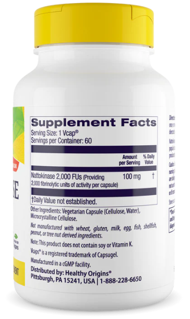Healthy Origins Nattokinase 2,000 FUs 100 mg 60 Vegan Capsules