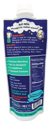 Wilderness Poets Spin Organic Cashew Milk & Cream Concentrate Unsweetened 8oz