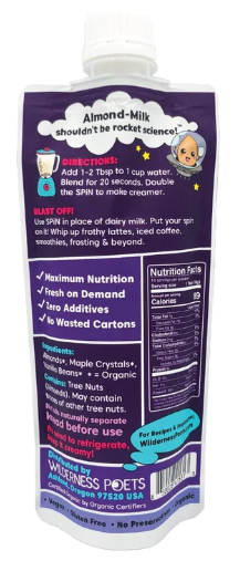 Wilderness Poets Spin Organic Almond Milk Concentrate Vanilla 8oz