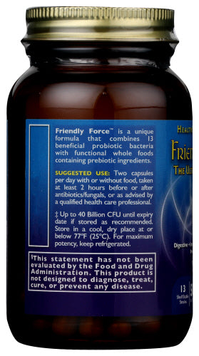 HealthForce SuperFoods Friendly Force Probiotic Back of Bottle