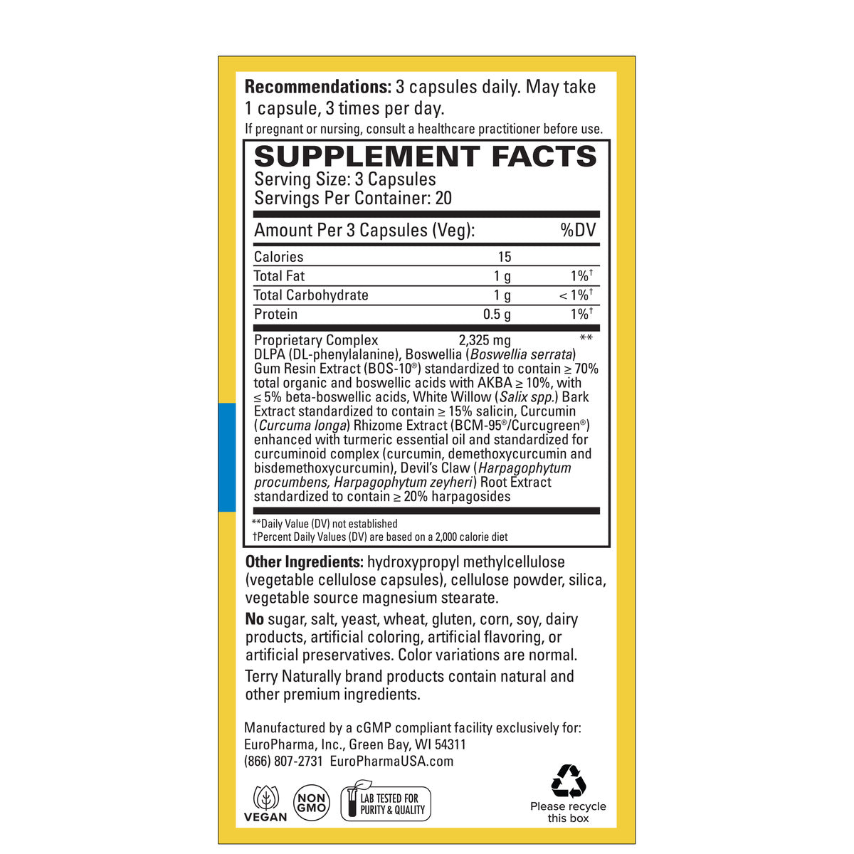 EUR Curamin Low Back Pain60ct