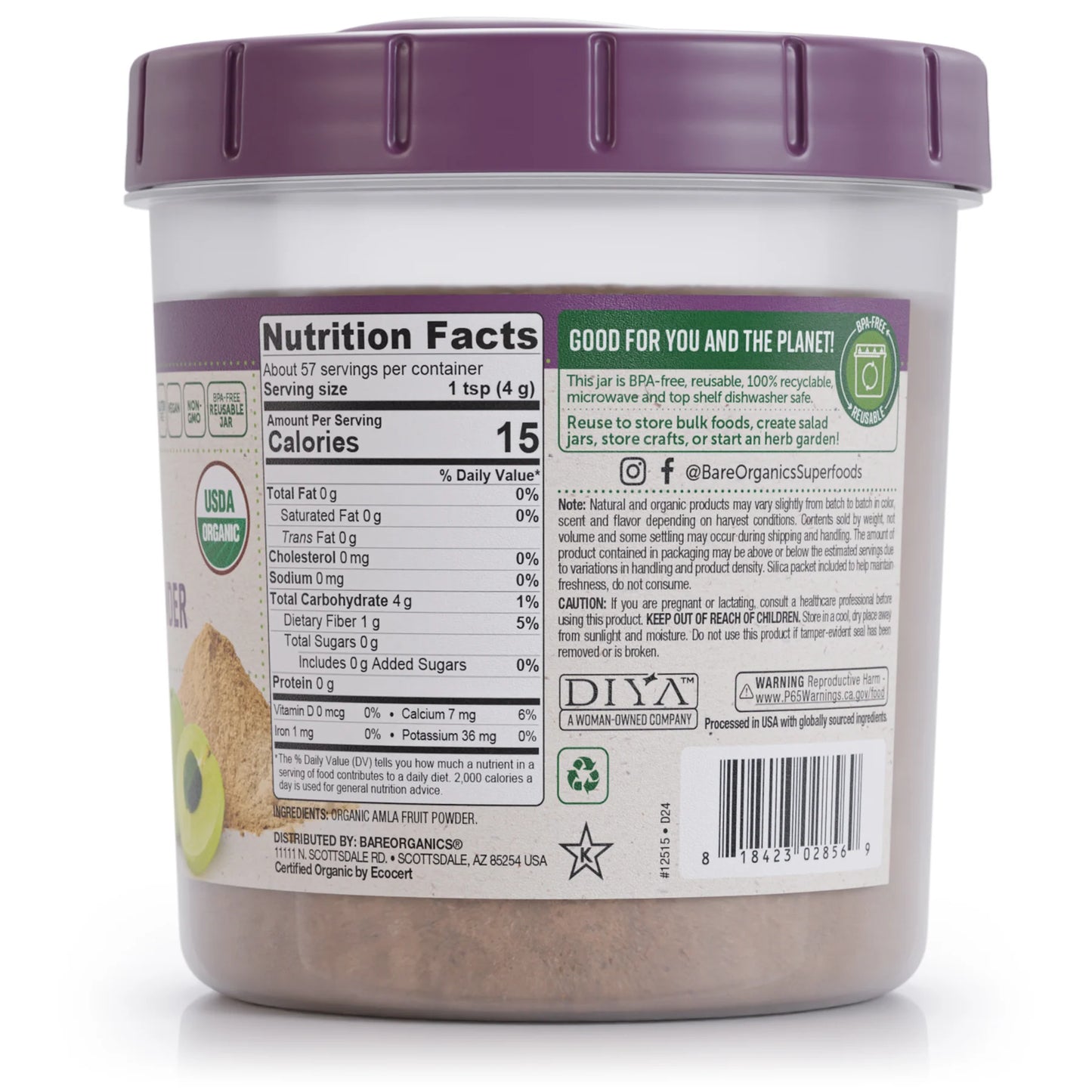 Bareorganics Amla Powder 8oz