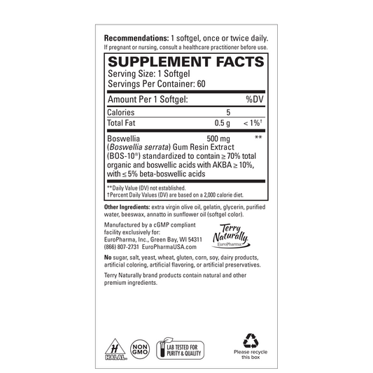 Terry Naturally BosMed 500 Advanced Boswellia 60 SoftGels
