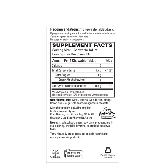 Terry Naturally CoQ10 30 Chewable Tablets