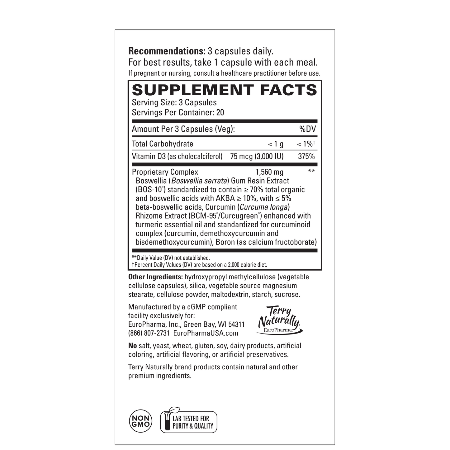 Terry Naturally Healthy Knees & Joints 60 Capsules