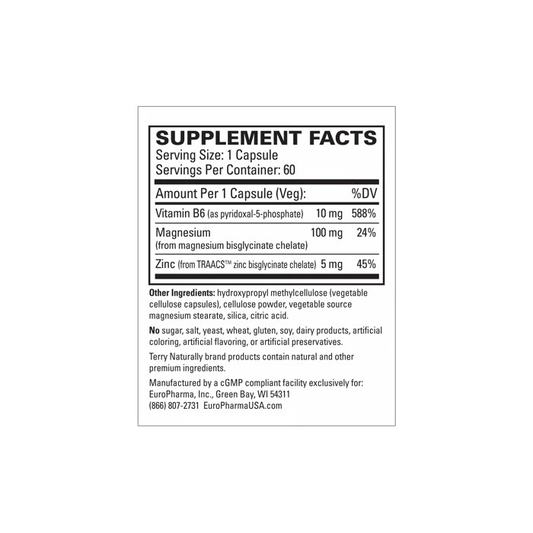 Terry Naturally BioActive Magnesium Complex w/ P-5-P and Zinc 60 Capsules