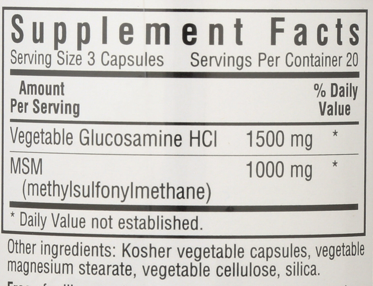 Bluebonnet Vegetarian Glucosamine MSM 60 Vegetable Capsules