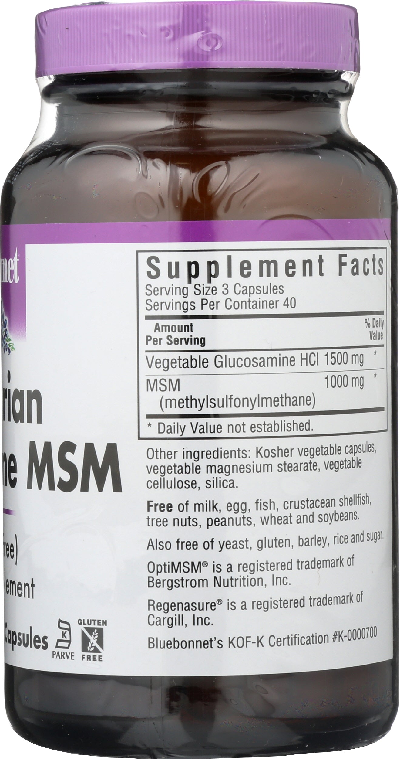 Bluebonnet Vegetarian Glucosamine MSM 120 Vegetable Capsules