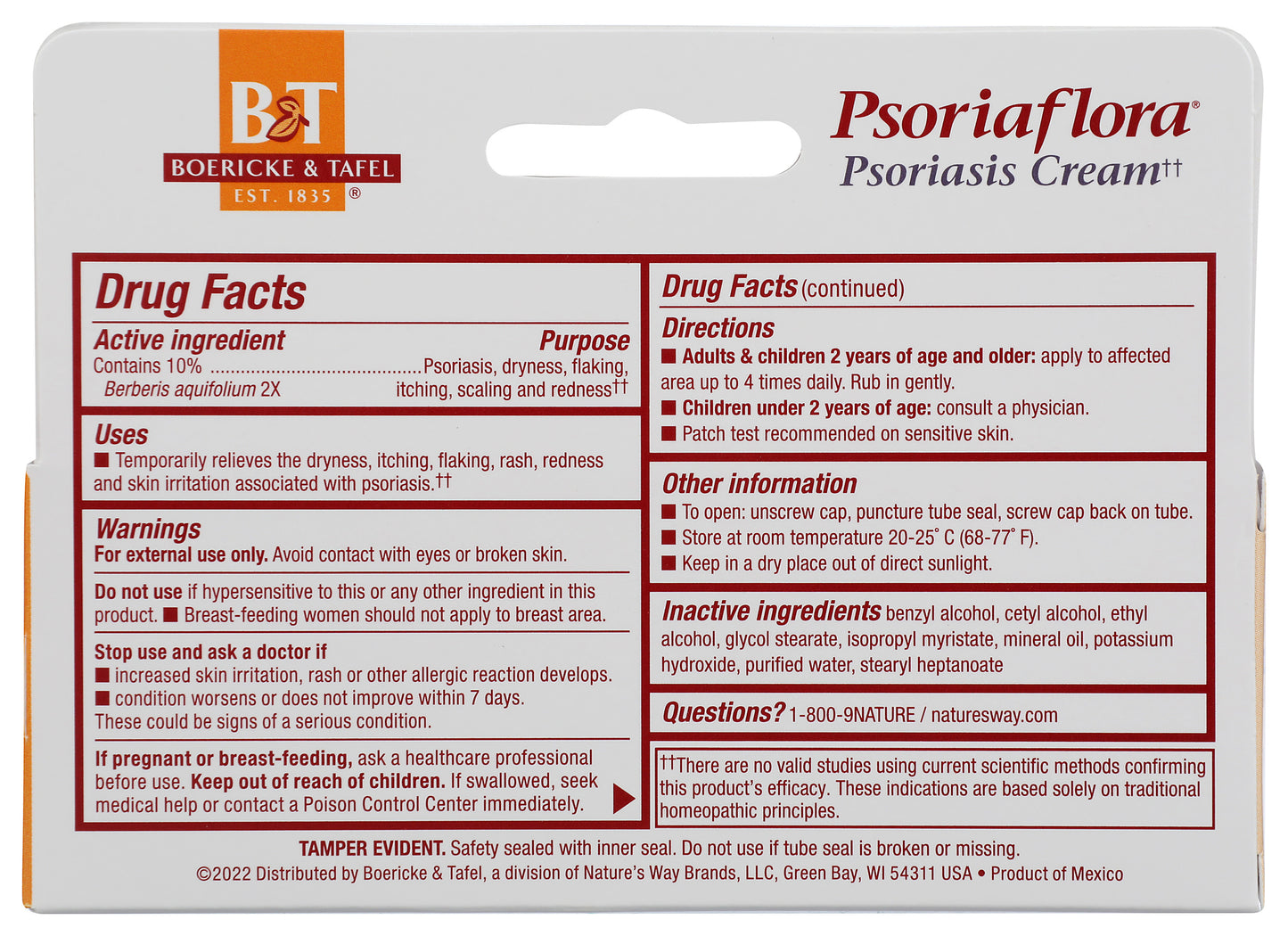 B&T Psoriaflora Homeopathic Topical Cream 1 oz