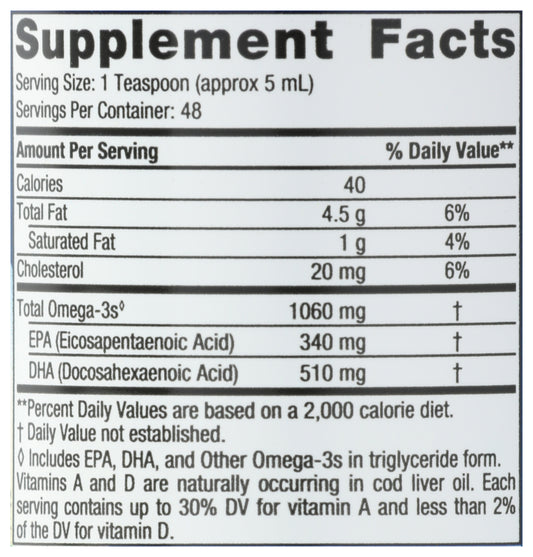Nordic Naturals Arctic Cod Liver Oil Lemon 8oz