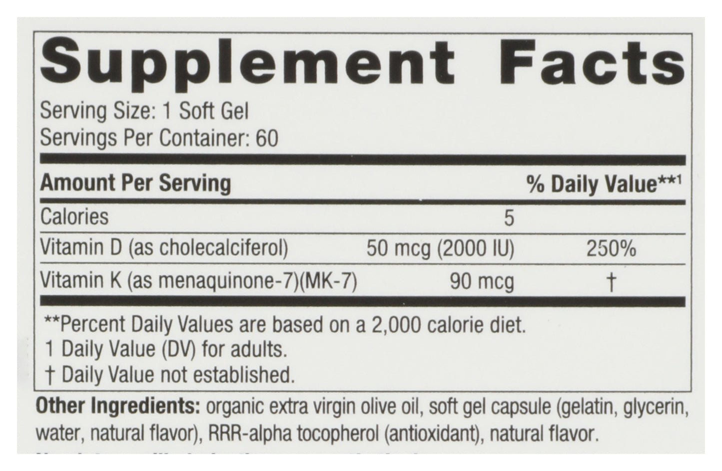 NN Nordic Vitamin D3/K2 60ct