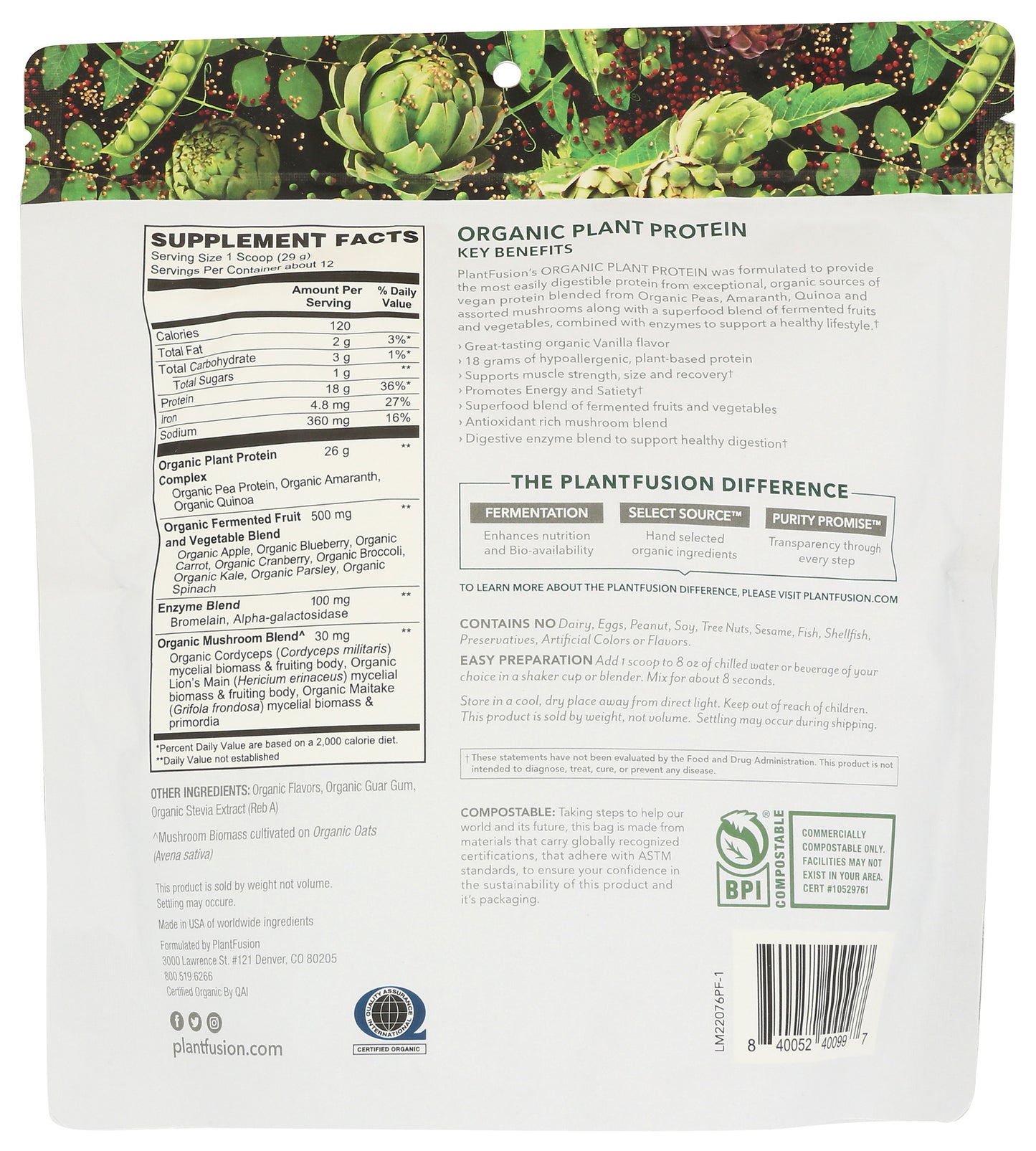 Plant Fusion OG Protein Vanilla Bean