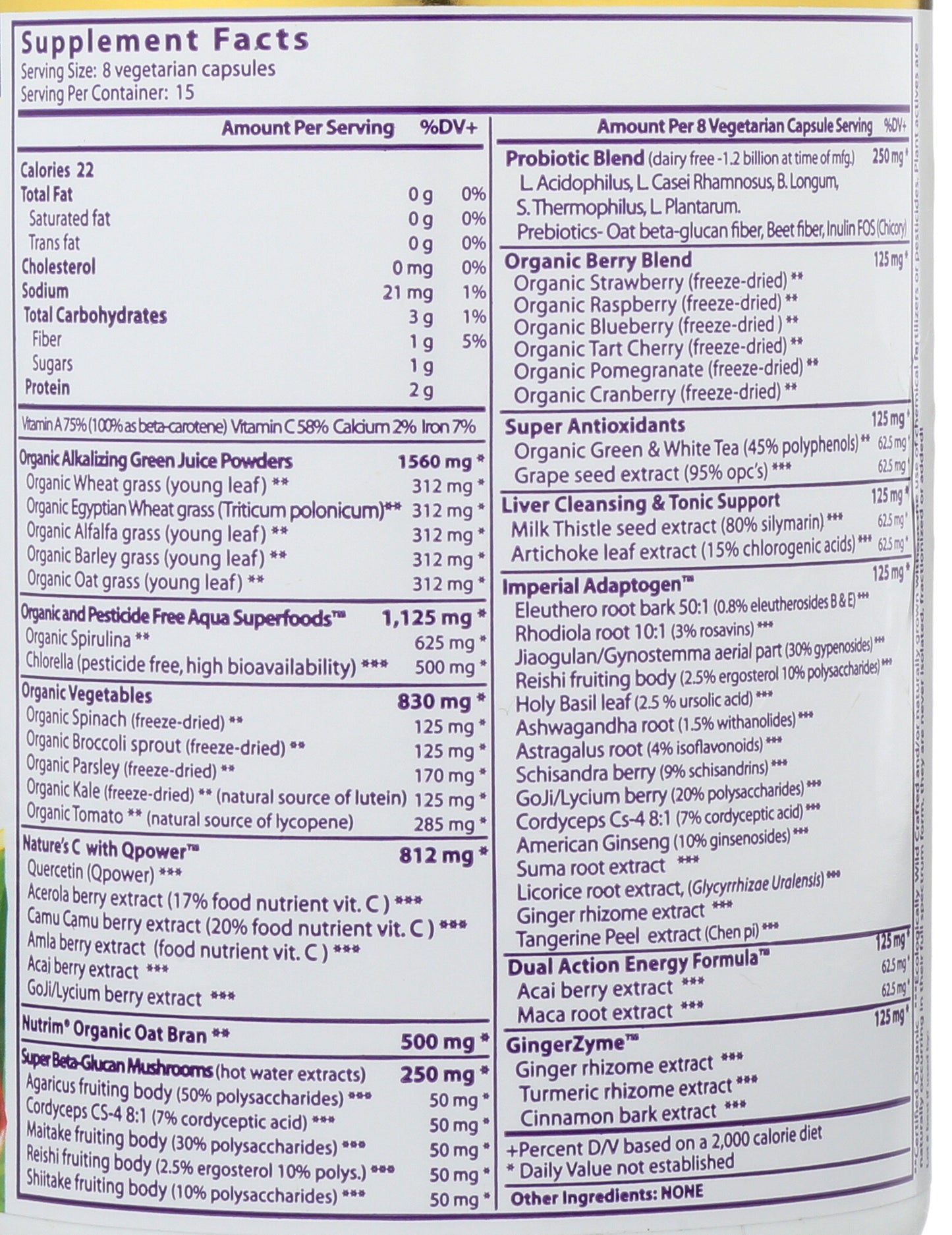 Paradise Herbs Orac Energy Greens 120 vc