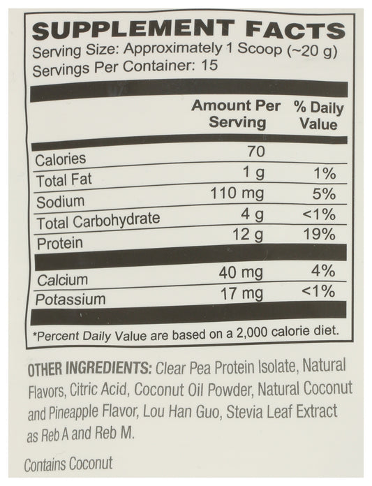 Plant Fusion Clear Protein Pineapple Coconut 10oz