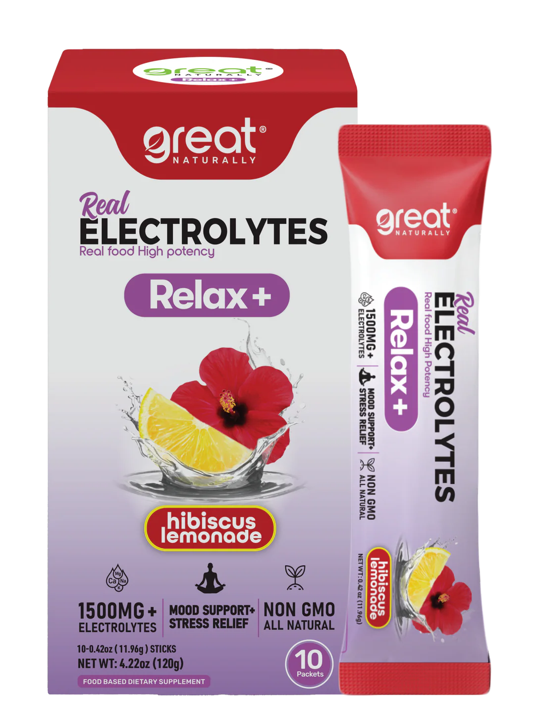 Real Electrolytes Relax+ Hibiscus Lemon 1pk