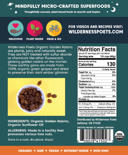 Wilderness Poets Golden Raisins 2 lbs