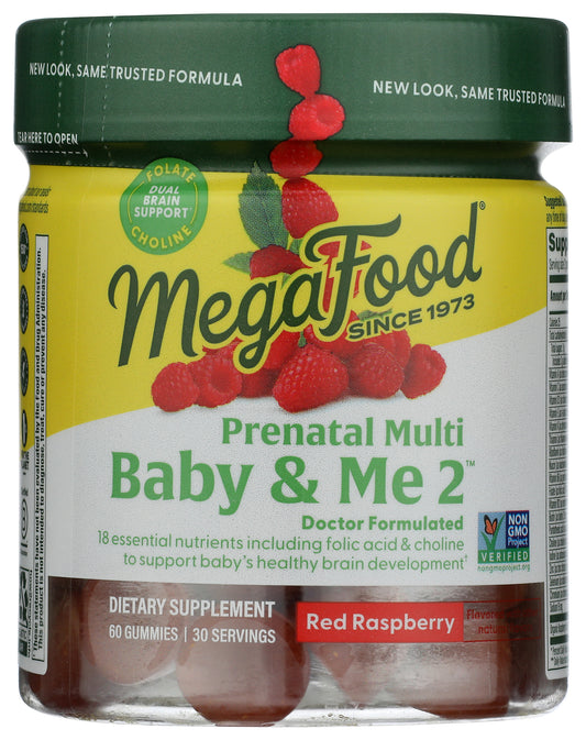 MegaFood Baby & Me 2 Prenatal Gummies Red Raspberry
