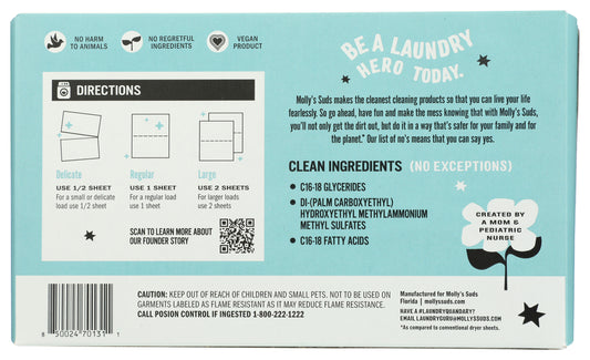 Mollys Suds Dryer Sheets Unscented