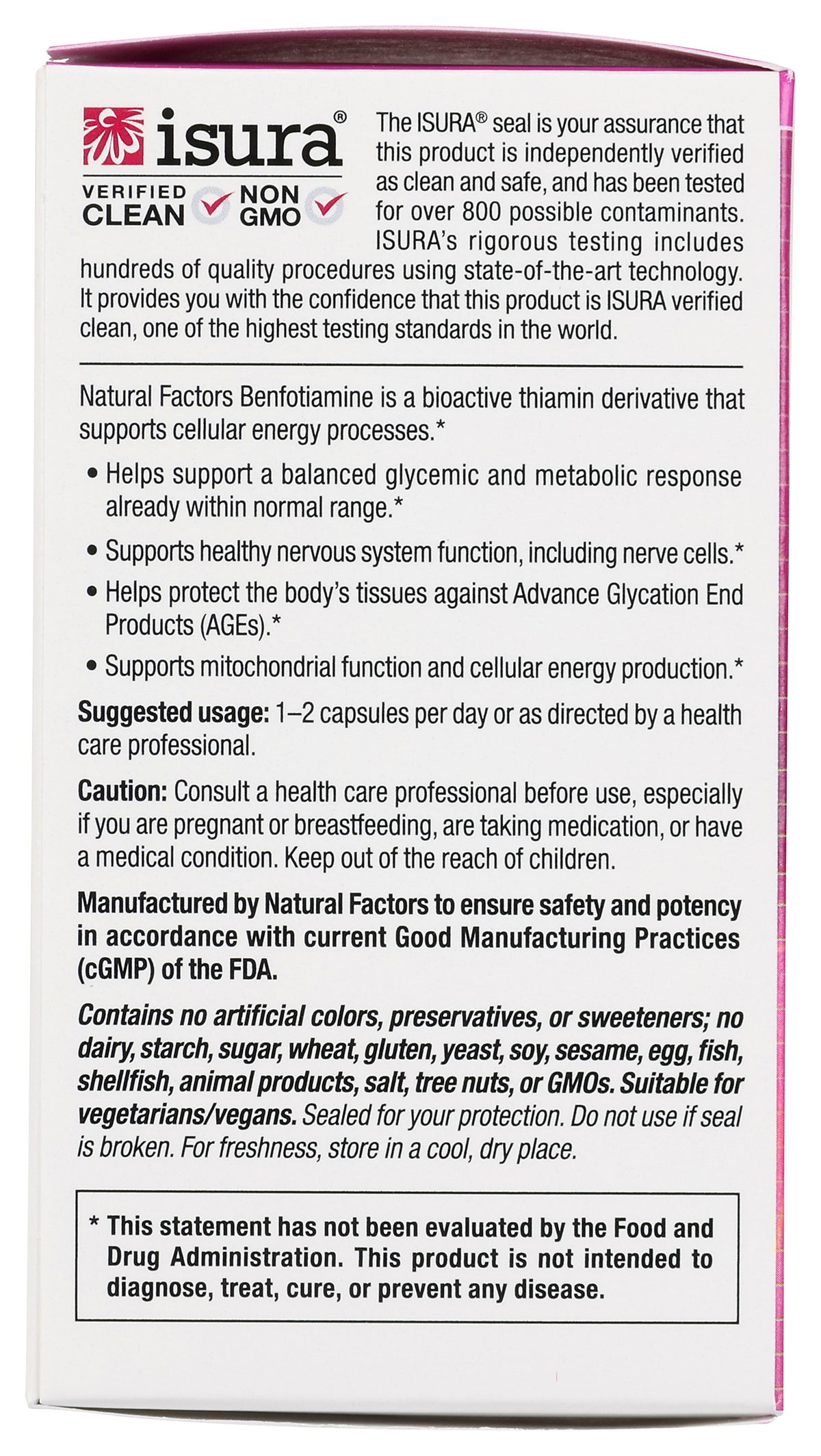 Natural Factors Benfotiamine 30 Capsules