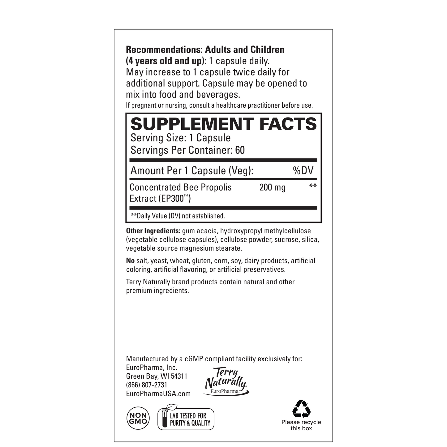 Terry Naturally Propolis Extract EP300 60cap