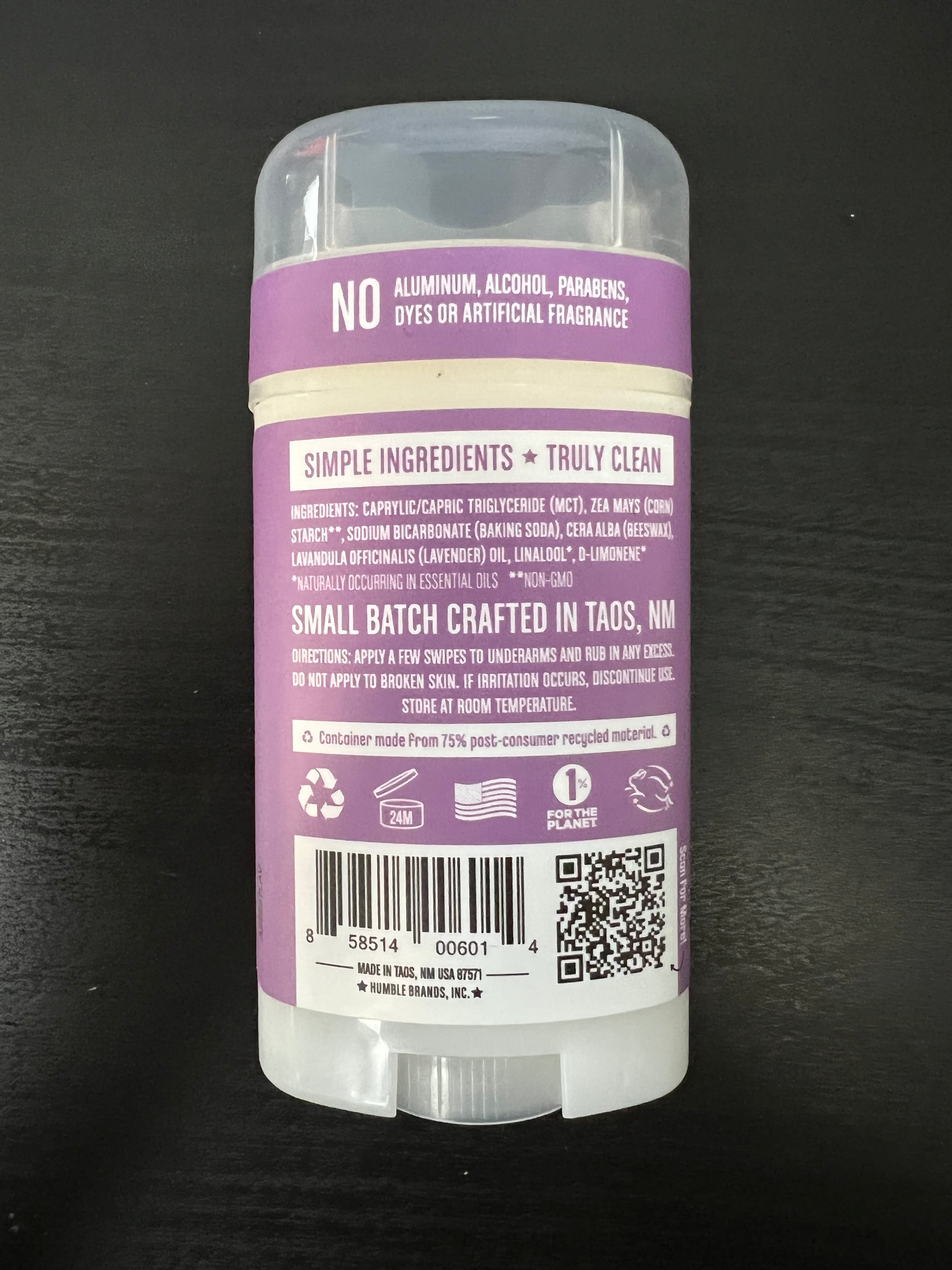 Humble All Natural Deodorant Mountain Lavender Back